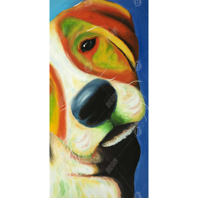 Chien coloré beagle sur toile - animaux de compagnie bleu classique