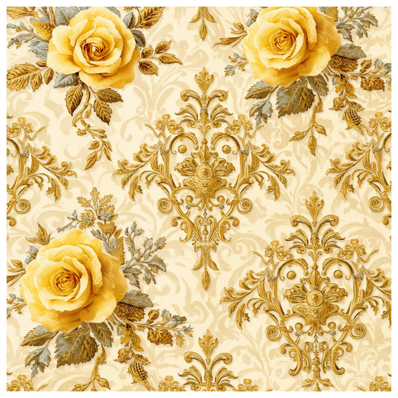 Rideaux de douche damassés Yellow Roses, 70in W x 93in H