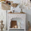 Beige + Burlywood Solid Wood Freestanding Fireplace