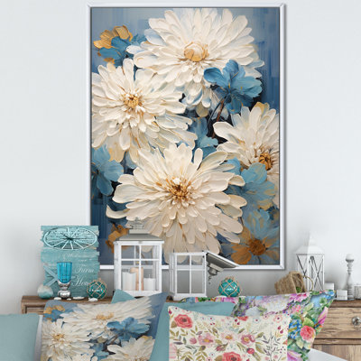 «White and Blue Chrysanthemums II», reproduction sur toile