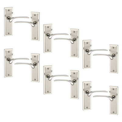 6x Dual Metal Lever Latch Door Handles Set