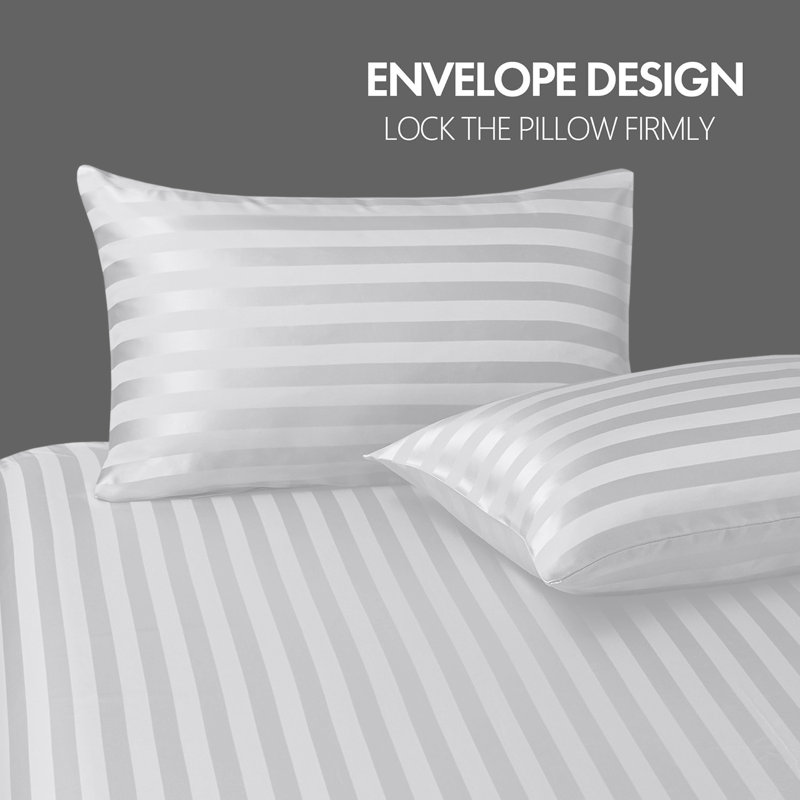 Luxury Stripe Standard Pillowcase - Set of 2, White
