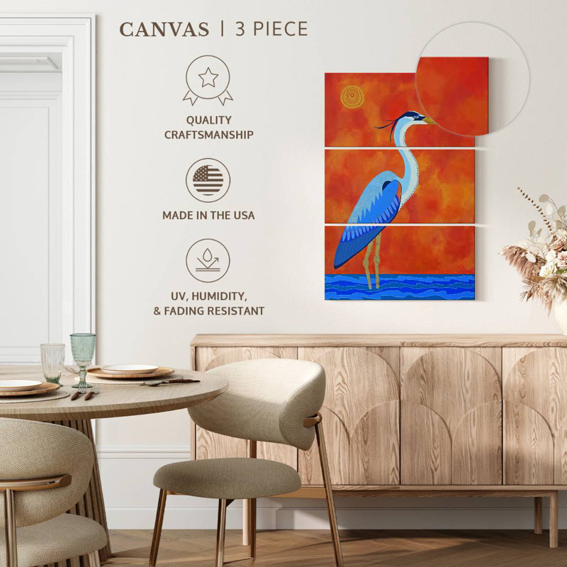 Brampt Blue Heron Sunset, 65" H x 42" W