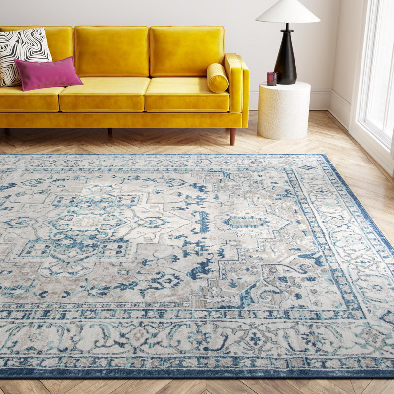 Camila Light Gray/Blue Oriental Rug, Rectangle 8' x 10'