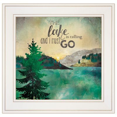 «The Lake is Calling», reproduction encadrée prête à accrocher, cadre blanc