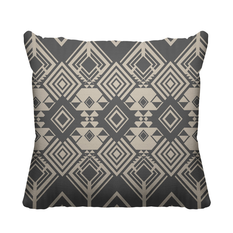 Geometric Outdoor Reversible Throw Pillow, 15W" x 15H", Grey