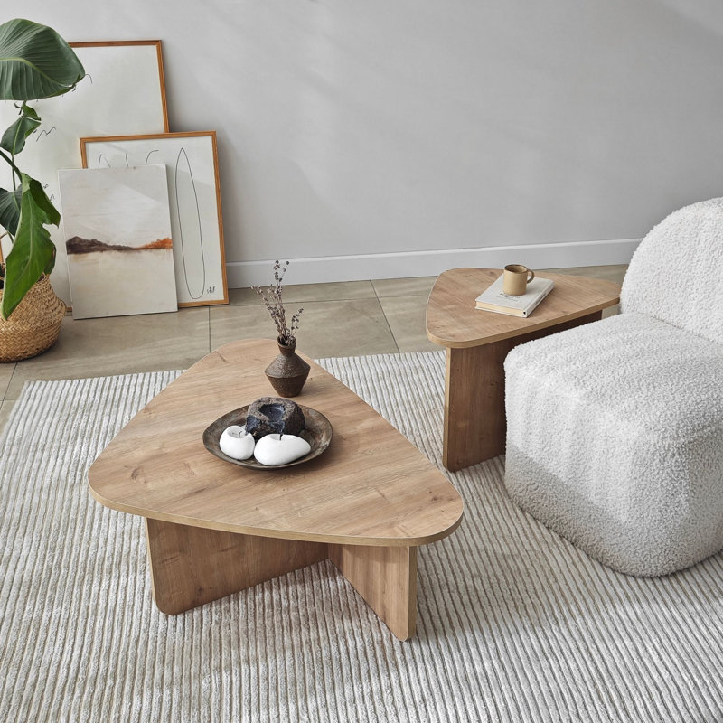 Ensemble de tables basses Modernes (2 pièces), chêne saphir, 35,4 x 23,6 x 15,7 pouces et 15,7 x 15,7 x 15,7 pouces | Panneau de particules 100% enduit de mélamine avec bande de chant en PVC, design durable et élégant | Parfait pour le salon et les espaces contemporains