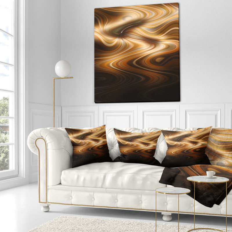 Brown Curved Waves Texture - Abstract Printed Pillow, 16" x 16", Throw Pillow