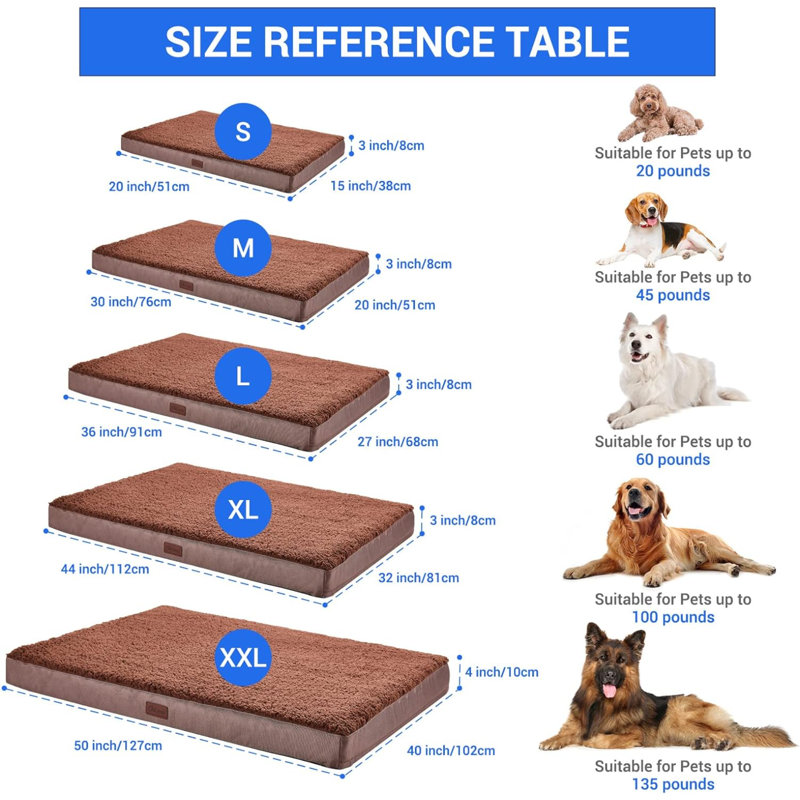 Orthopedic Cotton Pet Bed, Large (27" W x 36" D x 3" H), Chocolate