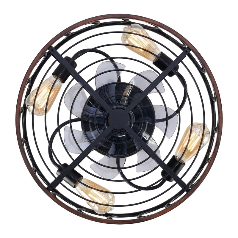 Ventilateur de plafond télécommandé de 20 pouces avec lumière et protection - luminaire du ventilateur (ampoule vendue séparément) (noir mat)