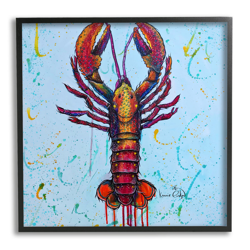 Peinture de homard de style urbain, Giclée encadrée noir minuit, H 12 po x l 12 po x P 1,5 po