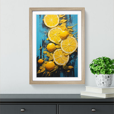 Sliced Lemon Hard Edge 1 Piece Single Picture Frame Wall Art