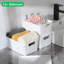 Paquet de 6 paniers de rangement en plastique avec couvercles, bacs de rangement blancs empilables et respirants, petits contenants de rangement