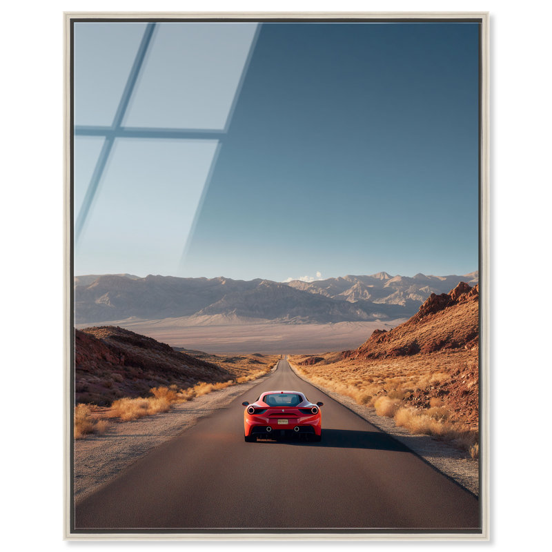 Décoration murale encadrée désert argenté encadrée par Desert Drive, 21"H x 17"W, Cadre argenté
