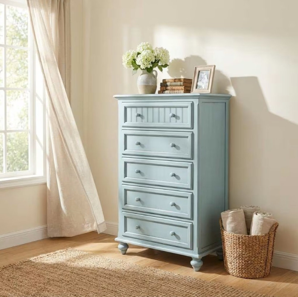 Kolya 5 Drawer Coastal Solid Wood Chest - The last chest you will ever need! Highland Dunes 
