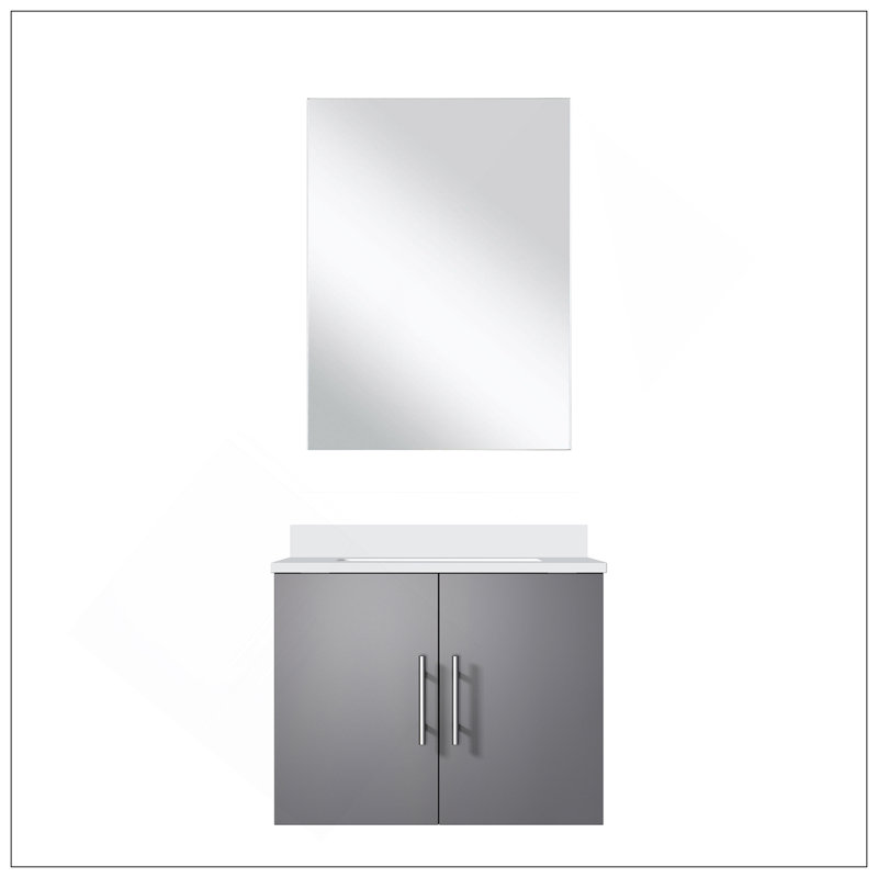 Meuble-lavabo simple moderne 24 po X P 22 po P, comptoir en marbre de culture et Miroir, Gris foncé