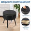 Tabouret de rangement moderne avec repose-pieds et tabouret de coiffeuse - siège rond en cuir synthétique avec coutures, pieds en acier d'une capacité de 330 lb