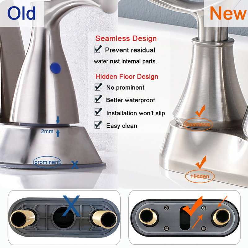 Centerset 2-handle Bathroom Faucet with Drain Assembly