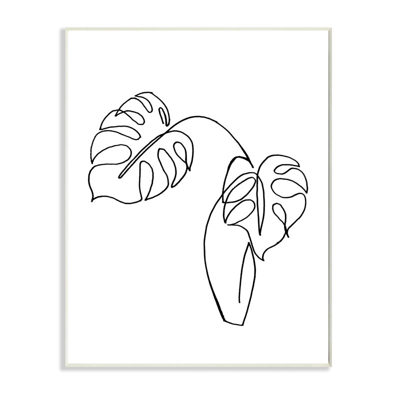 «Monstera Plants in Vase», dessin au trait simple par Patricia Pinto - impression, H 15 po x l 10 po, Plaque murale
