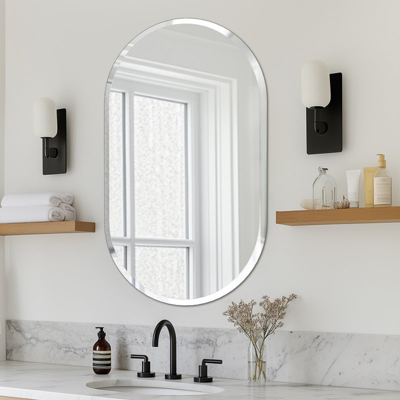 Rithi Long Oval Flat Wall Mirror, 100cm x 50cm