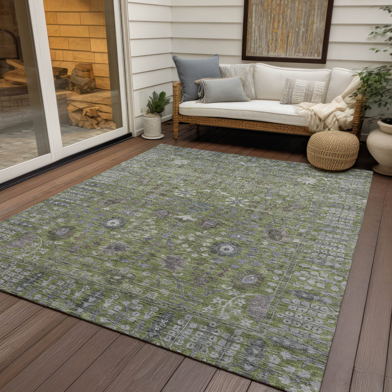 Machine Washable Indoor/Outdoor Kaczor ACN2231 Global Rug, Rectangle 5' x 7'6"