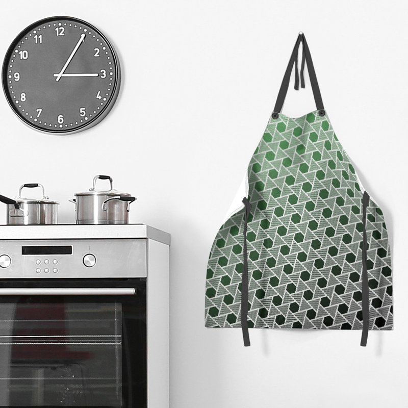 Tablier en hexagones et triangles Rainbow, Noir/vert