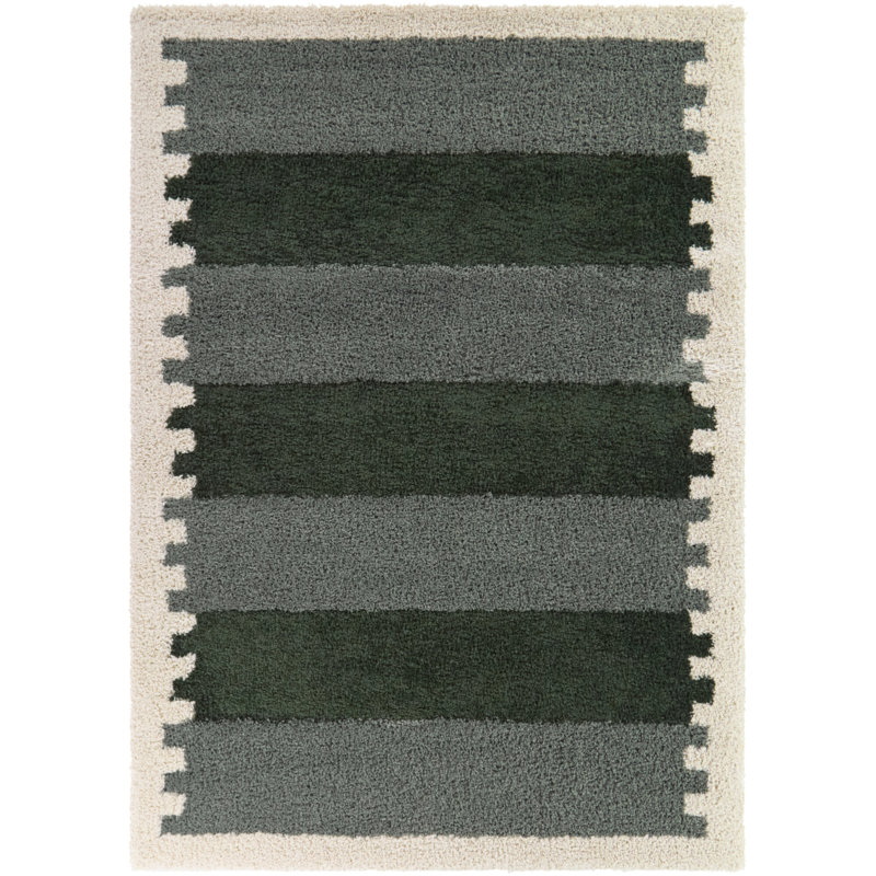 Tapis gris à rayures Caproni, Rectangle 5 pi 3 po x 7 pi