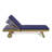 Mallorca Contemporary Acacia Wood Outdoor Chaise Lounge Chair with Navy Cushion and Wheels, Adjustable Teak Brown Recliner for Patio, Poolside-1123668607
