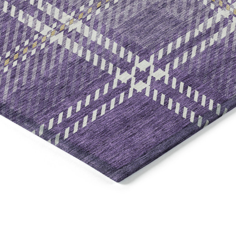 Tapis d'intérieur lavable à carreaux mauve 8 pi x 10 pi