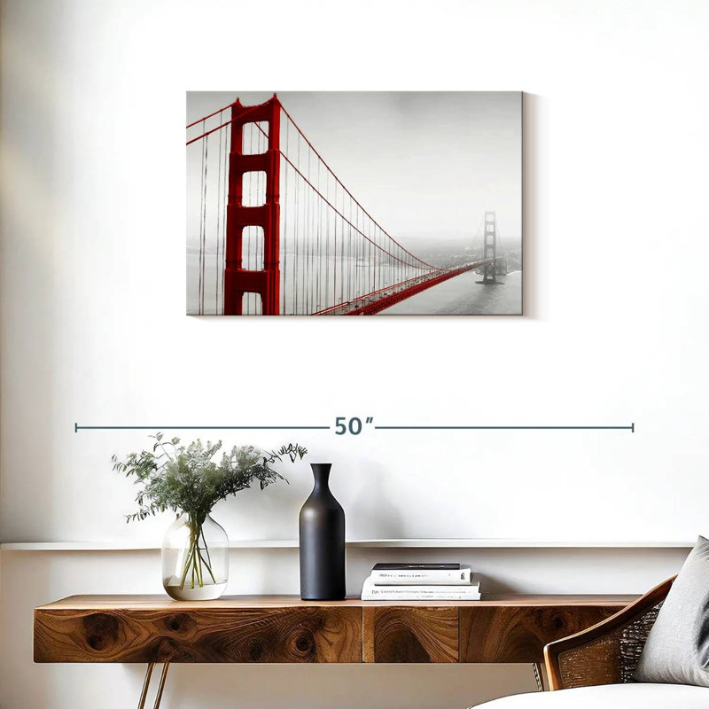 Lilie Golden Gate Bridge dans le brouillard, H 20 po x l 30 po