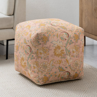 Pouf Yinka Darling - Repose-pieds décoratif à motif floral doré