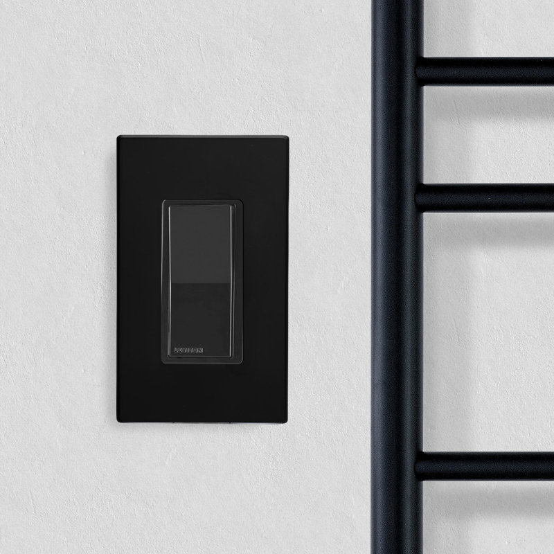 Hardwired WiFi Switch Black with Black Wallplate