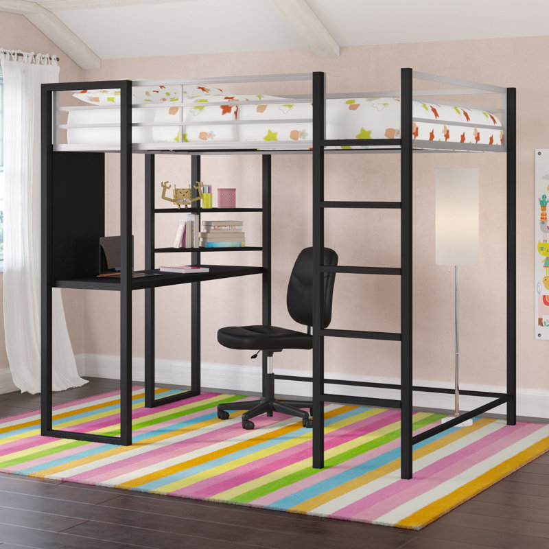 Lit mezzanine simple avec bureau et tablettes Saint-Louis