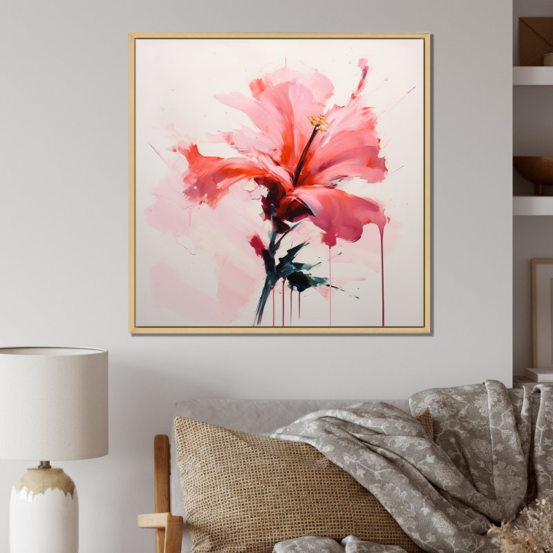 «Coral Elegance Single Rose Rose Blossoming» sur impression sur toile, Cadre flottant brun, H 24 po x l 24 po