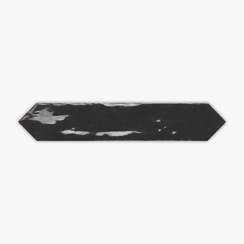 Serenity Antracite Glossy 2x10 Ceramic Wall Tile, Black