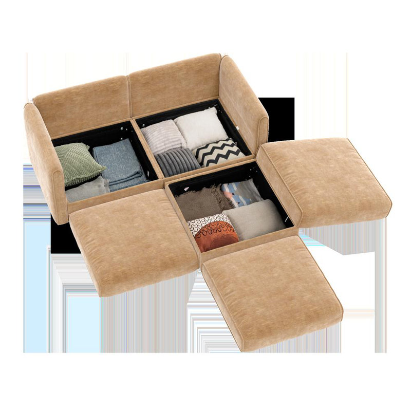 2-Seater Sofa With Ottoman (Camel)