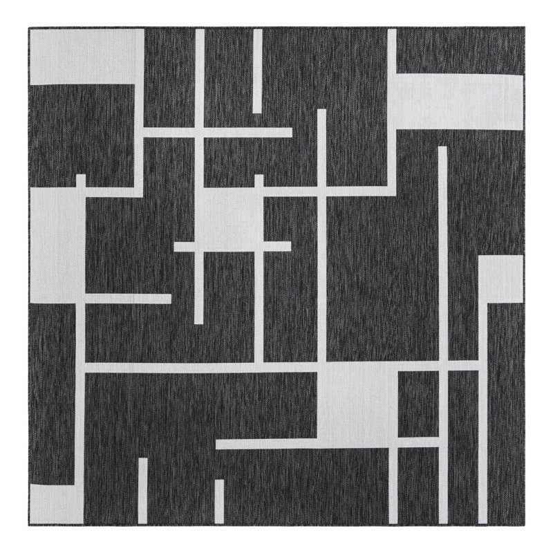 Tapis intérieur / extérieur d'extérieur moderne, Carré 7 pi 10 po