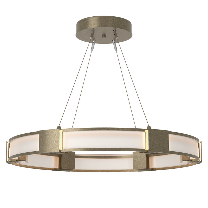Aura Glass Ring Chandelier, Frosted Glass, Soft Gold