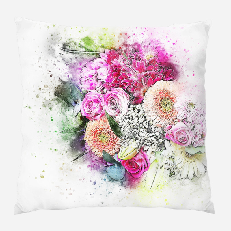 Coussin décoratif fleurs Cambria, Microsuède, Intérieur