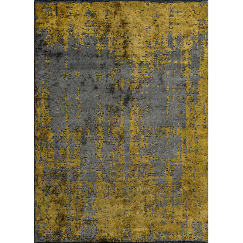 Rapture Yellow/Gray Luxury Area Rug, Rectangle 7'10" x 11'2"