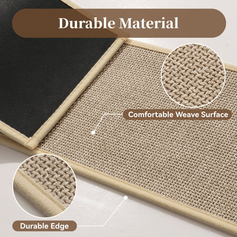 Tapis d'escalier antidérapant en jute tissé pour enfants, animaux domestiques et maisons très fréquentées, Carré 31 po