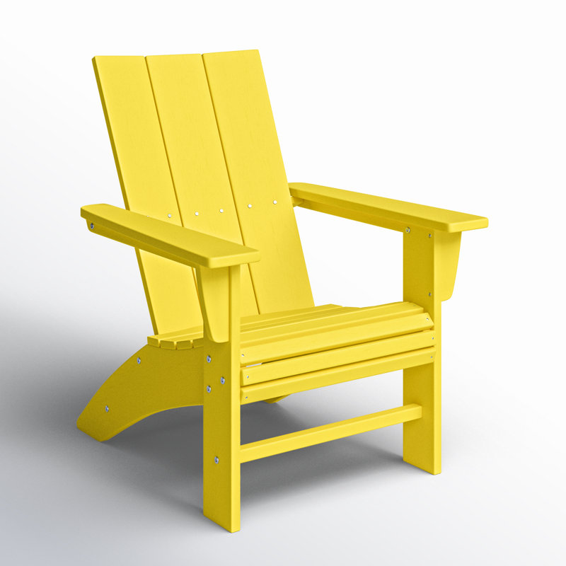 POLYWOOD Modern Curveback Adirondack Chair, Lemon