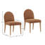 Memphis Solid Oak Wood Upholstered Dining Chair, Brown (Set of 2)