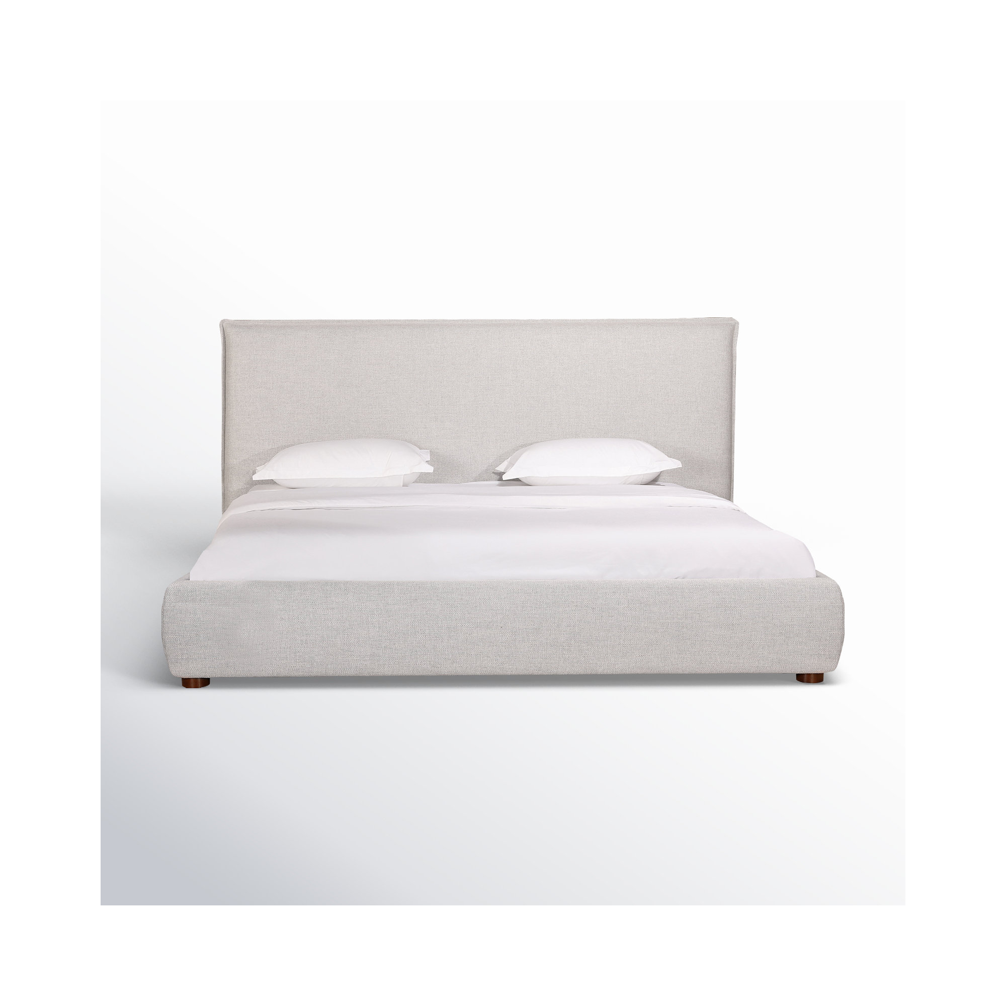 Timothy Upholstered Low Profile Platform Bed, King, Light Gray Basketweave, 45.5