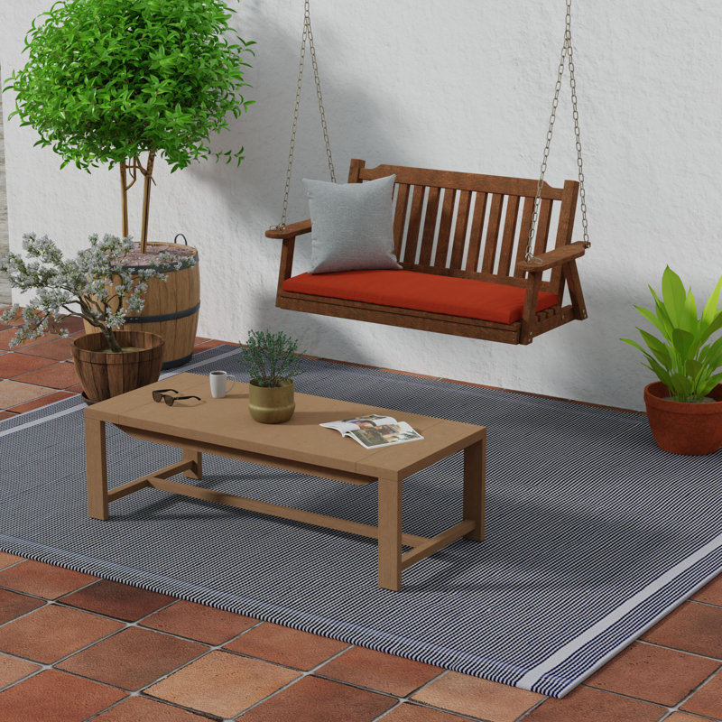 Sunbrella 48" x 18" Outdoor Bench Cushion with Ties, Canvas Terracotta