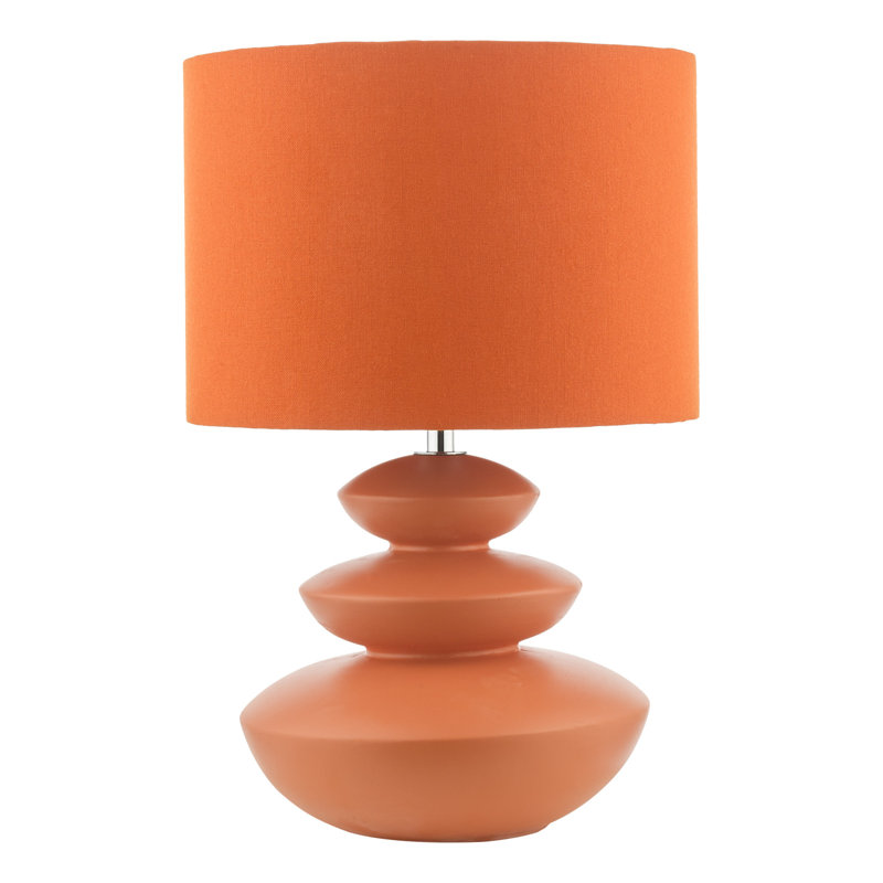 Discus Ceramic Table Lamp With Shade, Orange