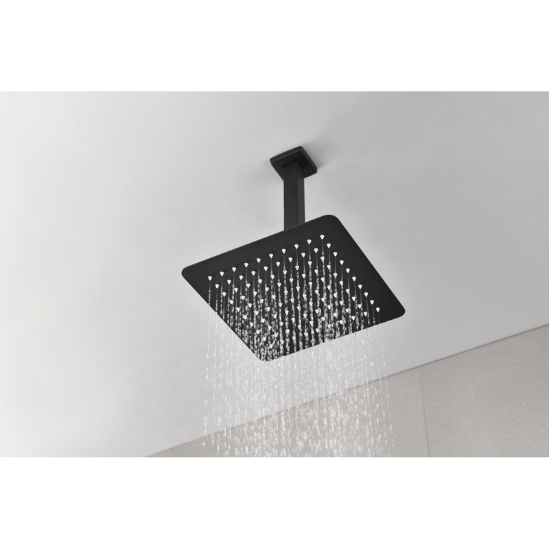 Bathroom Showerhead - Matte Black Stainless Steel, High Rainfall And Easy Maintenance Shower Head Black, Steel With Cleaning Feature