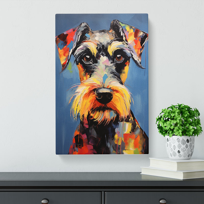 Schnauzer Expressionism Art - Wrapped Canvas, 76cm H x 50cm W x 3cm D