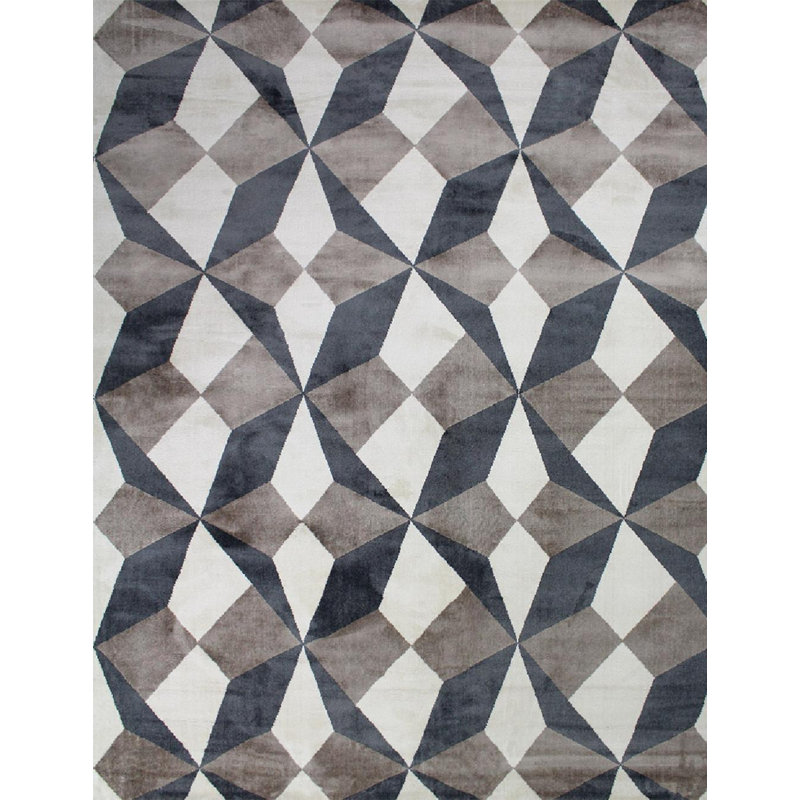 Nubia Geometric Area Rug in Gray, Rectangle 6'8" x 9'7"