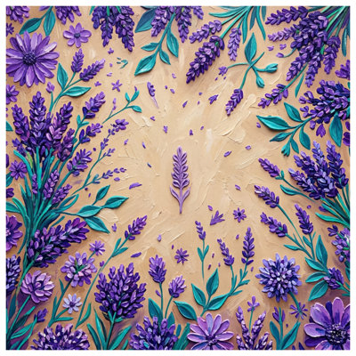 Tapisserie murale fleurs mauves lavande